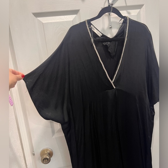ZARA | satin caftan with embellished neckline - Picture 8 of 8